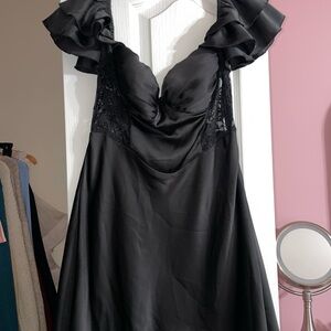 Hello Molly Black Ruffled Lace Dress
